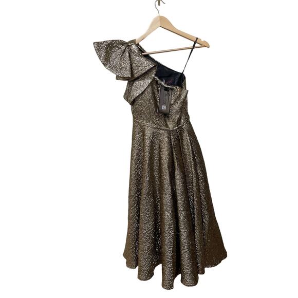 MAC DUGGAL  ONE SHOULDER BOW MIDI DRESS‎ Style #67906 - Picture 7 of 10